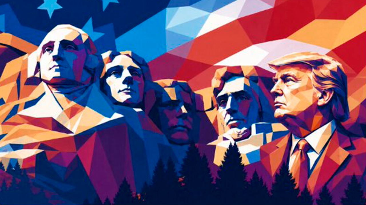 Трамп выложил картинку с изображением себя на горе Рашмор